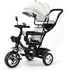 Drumm Triciclo 4 in 1,Triciclo Bambini Scalabile,Passeggino Triciclo a pedale,e Parasole Pieghevole Rimovibile e Canna Parentale Regolabile,Schienale reclinabile,Ruote silenziose,Grigio