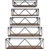 HORLIMER,Mensola da parete in Legno Set di 5, con Barre, Mensole Sospese per Parete Rustiche per Camera da Letto, Cucina, Bagno, Soggiorno, Griglia Triangolare Nera, Legno Marrone