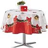Promo Linge - Tovaglia natalizia rotonda antimacchia in lino, motivo: campana, 160 cm