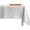 INTRECCI Tovaglia Antimacchia di Natale Rettangolare o Rotonda Tessuto Brillantini con Lurex più Colori e Misure, Tovaglia Natalizia Resistente Alle Macchie (10/12 POSTI 140x230 cm, Bianco/Argento)