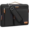 MOSISO 13,3 Pollici Borsa Tracolla Laptop, 13-13,3 Pollici Custodia Computer Compatibile con MacBook Air/Pro 13/Pro 14, HP Dell ASUS,Lato Open Borse Messenger&4 Cerniera Tasche&Handle, Nero