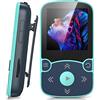 AGPTEK 64GB Lettore MP3 Running, Lettore MP3 con Clip Bluetooth 5,3, MP3 Player Sport Mini Portatile, Contapassi Integrata, Radio FM, Registrazione, Lettura E-Book, Slot TF Fino a 128 GB (Blu)
