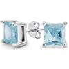 Bling Jewelry Orecchini Con Perno In Cz Aaa Con Taglio Principessa Brillante 2Ct Aqua Blue Square Cubic Zirconia .925 Argento Simulato Acquamarina