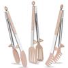 TOWINGO Pinze da Cucina Acciaio Inoxe, 30cm Pinza Barbecue Silicone per Spaghetti Insalata BBQ Carne Pasta, Rosa