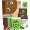 Baciato Caffè 200 Bicchierini in Carta da caffè 65ml DownUP Green Bicchieri Ecologici Biodegradabili Monouso Piccoli Asporto Bevande Calde