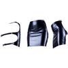 L Big Boss Gonna traforata nera in pelle stretch