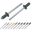 Marcopol Confezione da 100 rivetti ciechi verniciati, 3,2 x 8 mm, testa a cupola, DIN 7337, rivetti in alluminio e mandrino in acciaio, rivetti pop (100, verde cromato RAL 6020)