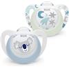 Nuk Star night & day - Ciuccio per neonati, 0-6 mesi, ciucci fosforescenti, silicone senza BPA, koala blu, 2 pezzi