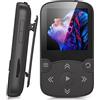 AGPTEK 64GB Lettore MP3 Running, Lettore MP3 con Clip Bluetooth 5,3, MP3 Player Sport Mini Portatile, Contapassi Integrata, Radio FM, Registrazione, Lettura E-Book, Slot TF Fino a 128 GB (Nero)