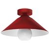 L+ lampadario a plafoniera, in metallo, forma conica, diametro 25 cm, made in italy, rosso lucido-bianco.