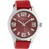 Oozoo Orologio da donna con cinturino in pelle Classic Color Line XL 47 mm, Rosso - C10237, extra groß, cinghia