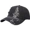 Kangqifen, berretto da baseball in denim invecchiato strappato casual cappelli visiera per uomini donne Nero Taglia unica