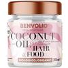 BENVOLIO - Olio di Cocco per Capelli Biologico Total Body Food | 200ml | per Capelli Ricci, Secchi o Crespi | Termoprotettore, Leave in Conditioner | Alimentare | Coconut Oil For Hair