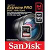 GielleService Scheda Memoria Sandisk Extreme Pro Scheda SDHC 64 GB UHS-I V30 Classe 10 170 MB/s SDSDXXY-064G-GN4IN