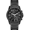 Armani Exchange Orologio cronografo da uomo, cassa in acciaio inossidabile nero da 44 mm con bracciale in acciaio inossidabile, AX1722