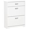 HOMCOM Scarpiera Moderna in Legno, 2 Cassetti con Mensola Regolabile per 16 Scarpe e Cassetto Piccolo, 70x29x92cm, Bianco|Aosom