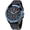 Maserati Orologio Maserati Traguardo uomo R8871612006 Silicone Nera Cronografo Blu 45mm