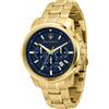 Maserati OROLOGIO MASERATI Uomo Da Polso Successo CRONOGRAFO Acciaio ORO Blu R8873621021