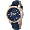 Maserati Orologio Maserati Successo Cronografo uomo R8871621015 Pelle Blu Rosè 45 mm