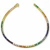 BRACCIALE IN ORO GIALLO 18K 750, TENNIS CON CUBIC ZIRCONIA MULTICOLORE, 18 CM