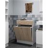 Symbiosis Combi Portabiancheria da Bagno Mobiletto Basso, Bianco e Rovere Naturale 60x29.6x81.5 cm