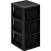 BranQ Home essential BranQ - Home essential Scaffale in plastica PP senza BPA, design rattan, nero, 29,5 x 24 x 48,7 cm, 3 cesti