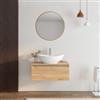 DEGHI Mobile bagno sospeso portalavabo 80 cm in legno rovere gold con lavabo e specchio - Plain