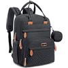 BabbleRoo Zaino per pannolini con fasciatoio per neonati, unisex, grande capacità, borsa multifunzione, impermeabile, da viaggio con custodia per ciuccio staccabile, (nero)