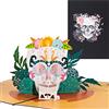 ANEWISH Biglietto 3D di Halloween, con teschio pop-up con fiori, biglietto pieghevole con busta per Halloween