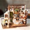 ROWOOD Miniatura Casa Delle Bambola Caffè, Fai Da Te Mini Casa in Legno Con Luci LED Per Adulti Da Costruire, Creativi Regalo Di Vacanza