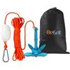 BeGrit Kit di Ancora Barca Kayak Pieghevole 0,7 kg Ancoraggio in Acciaio al Carbonio Ancorotto con Cima Grapnel Anchor per Canoe Jet Ski SUP Paddle Board con Corda da 10m e Borsa con Cordoncino