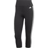 adidas Donna Train Essentials 3-Stripes High-Waisted 3/4 Leggings, Black, XL