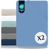 Dreamzie Set di 2 Lenzuolo Con Angoli - 90x190/200 - Microfibra Oeko Tex Certificado - Blu Ceruleo - Lenzuola 90x190/200 Bambini