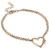 Handmade Linea Italia Gioielli - Bracciale con Cuore e Perline sfaccettate in Argento 925 Placcato Rosa - Made in Italy
