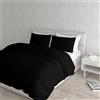 Italian Bed Linen Set Copripiumino Matrimoniale Microfibra Elegant, lavorato in Italia - Parure Copri Piumino - Sacco Piumone 250x200 cm con Patella e Federe Cuscino, Nero, Matrimoniale