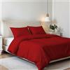 Italian Bed Linen Set Copripiumino Matrimoniale Microfibra Elegant, lavorato in Italia - Parure Copri Piumino - Sacco Piumone 250x200 cm con Patella e Federe Cuscino, Rosso, Matrimoniale