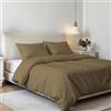 Italian Bed Linen Set Copripiumino Matrimoniale Microfibra Elegant, lavorato in Italia - Parure Copri Piumino - Sacco Piumone 250x200 cm con Patella e Federe Cuscino, Nocciola, Matrimoniale