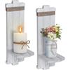 Alphatool 2 candelabri da parete in stile nordico, realizzati a mano, in legno, rustici, per camera da letto, soggiorno, cucina, bagno, bianco, grigio, nero