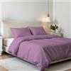 Italian Bed Linen Set Copripiumino Matrimoniale Microfibra Elegant, lavorato in Italia - Parure Copri Piumino - Sacco Piumone 250x200 cm con Patella e Federe Cuscino, Lilla, Matrimoniale