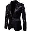 DAY8 Uomo DAY8 Blazer Uomo Elegante Slim con Paillettes Cappotto Vestito Uomo Completo Semplice Giacca Uomo Autunno Taglie Forti Moda Cerimonia Formale Matrimonio Festa Spettacolo (Nero, x_l)