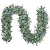 SOMYTING 2 pezzi Ghirlanda di Eucalipto Artificiale Foglie di Eucalipto Miste Ghirlanda Verde Piante da Appendere per la Casa Della Fattoria da Tavolo Caminetto Matrimonio arco Decorazione per Sfondo
