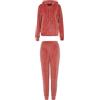 Emporio Armani Giacca da donna e pantaloni in ciniglia, con chiusura lampo, confezione da 2 pezzi, cannella, L