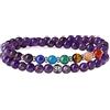 GAVU Bracciale Chakra da Donna con Perle di Ametista e Pietre Dure con Charm Om Bracciale per Yoga 14.5cm