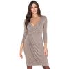 KRISP Abito Donna Elegante Scollo V Fashion Moderno Taglie Forti Sexy Cocktail Curvy Maniche 3 4 Corto Vestito, caffè (6487), 44 EU (12 UK), 6487-MOC-12