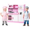 ATAA Toys Cucina di Legno Infantile con Accessori 100x32x110 cm - Rosa Cucina-Giocattolo-per-Bambini con Accessori per Cibo e pentole Giocattolo Set da Gioco in Legno per Bambini