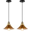 iDEGU 2 Pezzi Lampade a Sospensione Industriale Design Edison Lampada da Soffitto E27 Lampadario a Sospensione Retro in Metallo per Sala da Pranzo Cucina Soggiorno, Ø 22 cm (2x Oro)