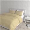 Italian Bed Linen Set Copripiumino Matrimoniale Microfibra Elegant, lavorato in Italia - Parure Copri Piumino - Sacco Piumone 250x200 cm con Patella e Federe Cuscino, Panna, Matrimoniale