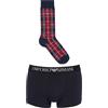 Emporio Armani Underwear Men's Boxer+Socks Tartan Mix Gift Set, Uomini, Marine/Check,