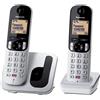 Panasonic KX-TGC252SPS Telefono Senza Fili Digitale Per Anziani Con Blocco Chiamate Non Desiderate, Schermo Di Facile Lettura, Altoparlante Vivavoce Sveglia, Due Telefoni, Argento