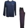 Emporio Armani Long Sleeves T-shirt And Long Trousers Pyjamas Set, Pajama Uomo, Check+eagles/Marine, L